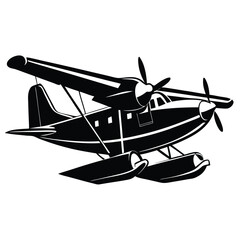 Black airplanes top view. Military jet fighter silhouette icons