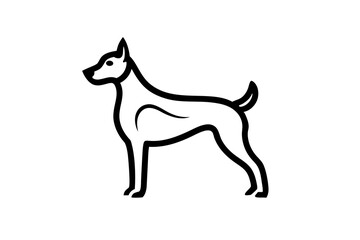 black and white dog line art vector design.