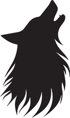 A black and white wolf face silhouette design