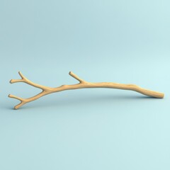 Obraz premium Minimalist Wooden Branch on Pale Blue Background