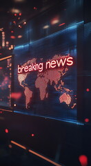 3D illustration of breaking news with a world map, Generative AI