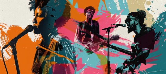 Vibrant flyer showcasing a local music venue's weekly open mic night. features lively images of performers singing into microphones