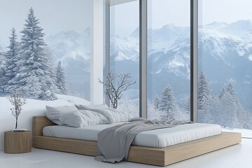 Simple Bedroom with Platform Bed and Neutral Linens