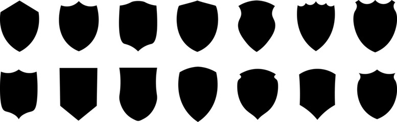 Vintage label set, shield vector silhouettes, badges design set