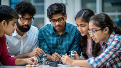 Youth Workshop Collaboration – Indian students working together in a hands-on workshop.
