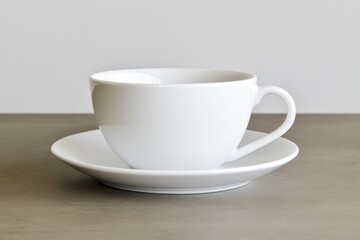 Fototapeta premium White Cup and Saucer on a Simple Table
