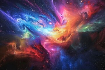 Fototapeta premium A Cosmic Nebula with Swirling Colors and Stars