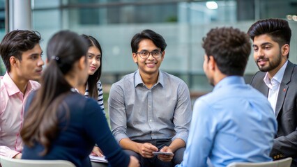 Seminar Discussion Circle – Group of Indian students in a roundtable discussion.
