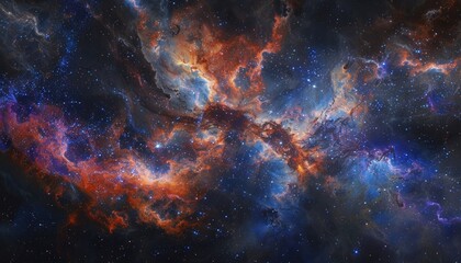 Cosmic Nebula with Swirling Gas and Stars