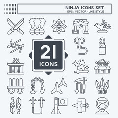 Icon Set Ninja. related to Japan symbol. line style. simple illustration