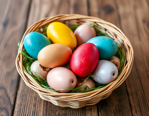 easter eggs in a basket