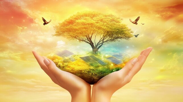 Team of professionals in sustainable occupations develops green energy solutions promoting eco-friendly business practices, working with solar panels and technology for environmental impact