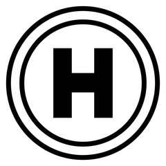 Helipad solid icon. Landing line sign	
