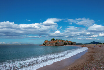 Fototapeta premium Sveti Stefan island in the Budva riviera, Montenegro