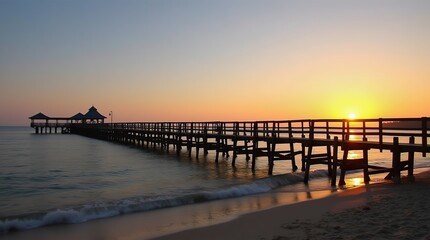 Fototapeta premium sunset overlooking a wooden pier