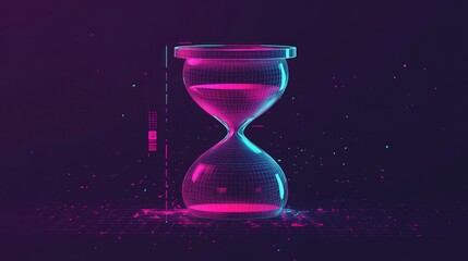 Mesmerizing hourglass illustration featuring neon colors that embody the essence of time, blending artistic flair with the capabilities of generative AI, creating a stunning visual masterpiece