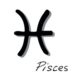 Fototapeta premium Hand drawn pisces zodiac sign Esoteric symbol doodle Astrology clipart Element for design