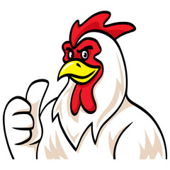 Rooster Chicken Thumb Up Mascot Cartoon Illustration Vector
