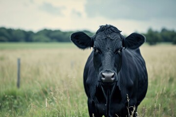 Cow standing in the field livestock grassland outdoors.