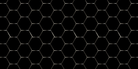 Abstract dark black hexagonal geometric hexagon polygonal pattern background. 3d seamless bright white web cell and triangle abstract honeycomb background. white and gray backdrop wallpaper.