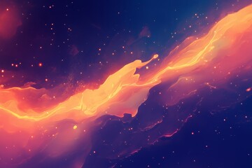 Fototapeta premium Abstract Orange and Purple Swirls with Sparkles