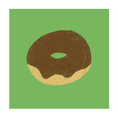 Hand drawn crayon style donut illustration, whimsical hand drawn donut illustration