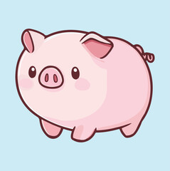 Cute Cartoon Pig, Cute Pig Vector, Cute Pig Clipart, Cute Pig Icon