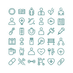 minimal elderly care icons set vector illustration