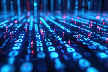 Fototapeta premium Digital information technology concept. Cybersecurity system and protection against online crime threats. Data analytics or data science. 