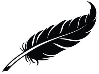Black fluffy feather. Hand drawing vintage art realistic quill feathers for pen detailed isolated vector elegant silhouette sketch bird plume set