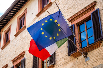 Flags of Italy and European Union © Andrzej