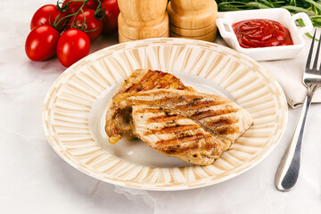 Grilled pork steak with sauce