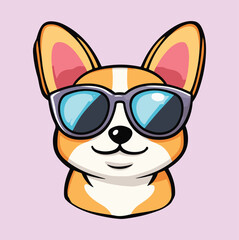 Cute Corgi with Sunglasses, Cute Corgi Vector, Cute Corgi Clipart