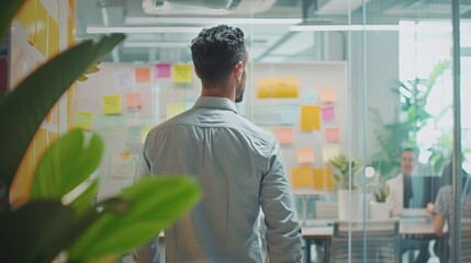 Marketing Strategist Leading Brainstorming Session in Bright Corporate Office