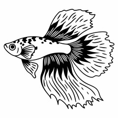 Line Art Vector Illustration of a Guppy