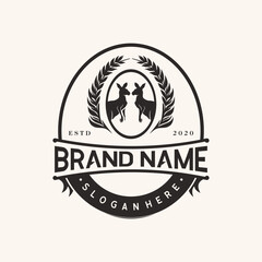 two kangaroos logo design element vector template