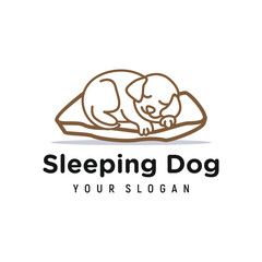 sleeping dog logo design element vector template