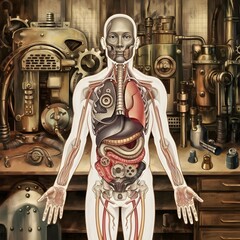 Obraz premium human body as a machine. Show internal organs of the body
