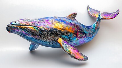 Explore the dazzling beauty of a colorful whale sculpture that captivates the imagination