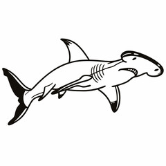 Hammerhead Line Art Vector Design