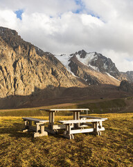 mountains bench