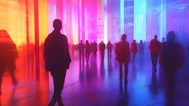 Parallel Dimensional Processing in Neon Lit Futuristic Cityscape