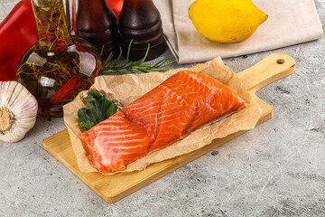 Piece of cut salmon fillet