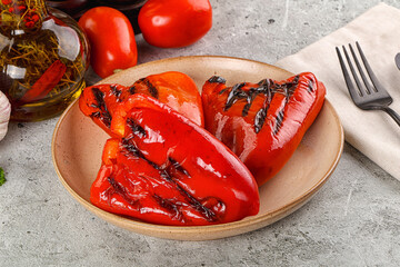 Grilled red bell pepper snack appetizer