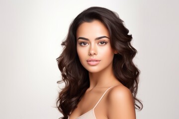 Naklejka premium Beautiful hispanic woman portrait adult skin.