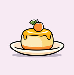 Cute Cartoon Cake with Strawberry, Cute Cake Vector, Cute Cake Clipart