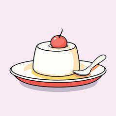 Cute Cartoon Cake with Strawberry, Cute Cake Vector, Cute Cake Clipart