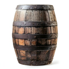 Obraz premium Wooden barrel isolated on a white background