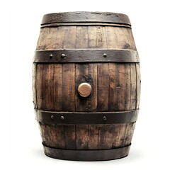 Fototapeta premium Wooden barrel isolated on a white background