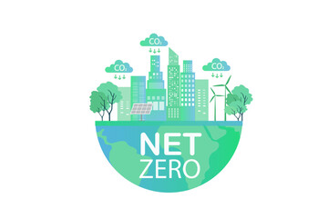 Net zero and carbon neutral concept. Low carbon economy, Decarbonization and emissions, Energy sustainable, Reduce CO2 emission, Green technology